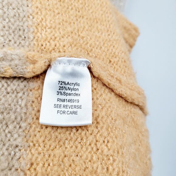 Freshman 1996 Orange Beige White Pumpkin Spice Cable Knit Long Cardigan Size M - Picture 6 of 7